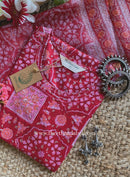 "Chhaya" Hand Block Printed Cotton kurta with with kota doria dupatta (2pc)