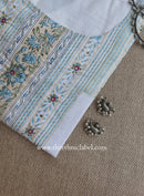 Mahal Printed Cream-Blue Cotton kurta