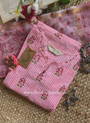 "Seher" Hand Block Printed Striped Cotton kurta with with kota doria dupatta (2pc)