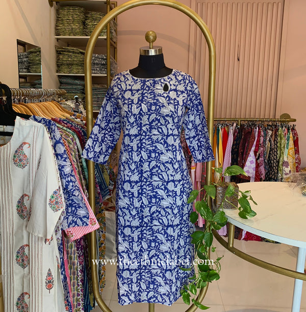 "Reya" Hand Block Printed Cotton kurta