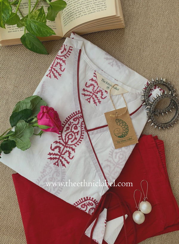 "Humrah" Hand Block Printed Cotton kurta with pant- 2pc