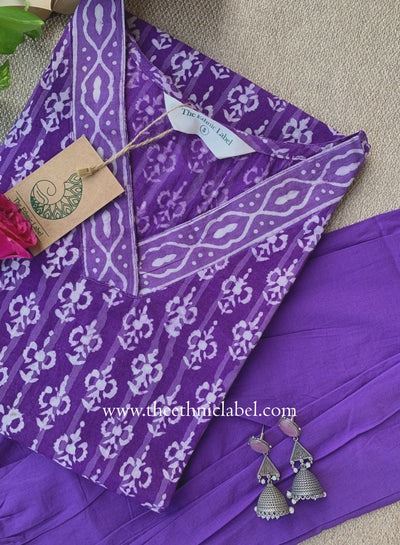 "Karwaah" Hand Block Printed Cotton kurta and pant set-2pc