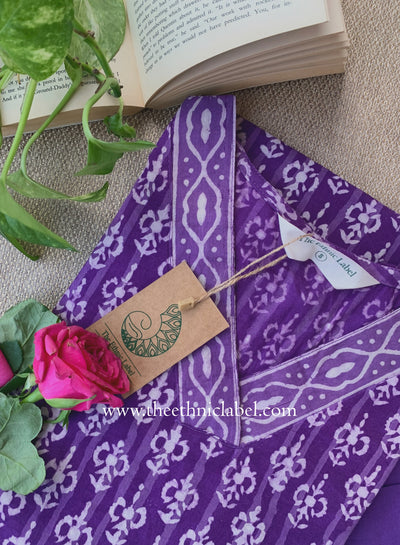 "Karwaah" Hand Block Printed Cotton kurta and pant set-2pc
