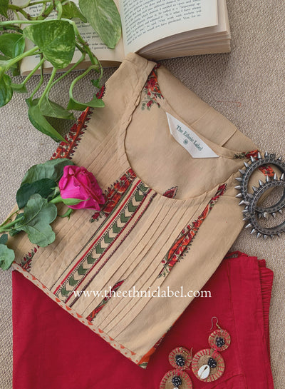 "Chandan" Hand Block Printed Cotton kurta pant set- 2pc