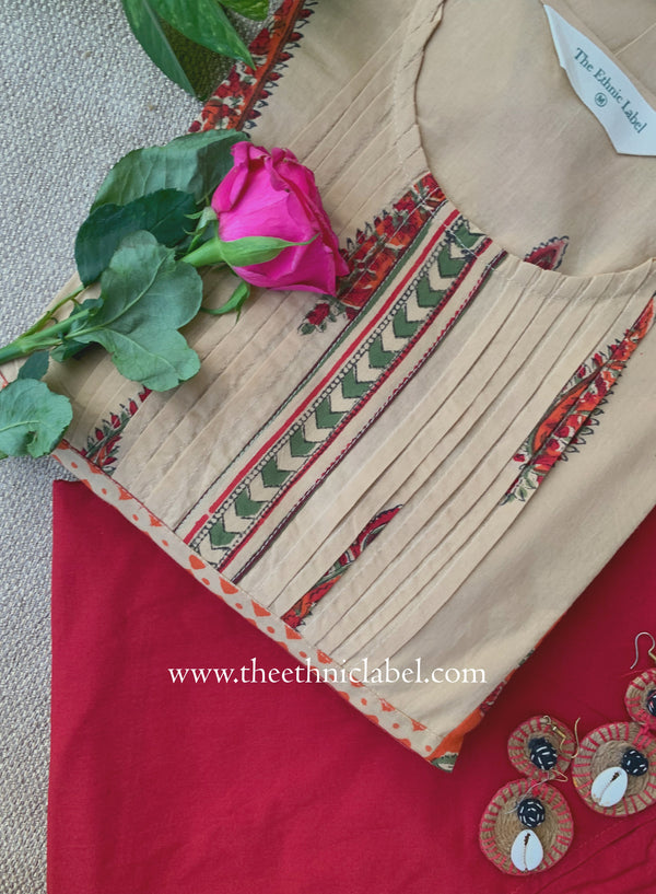 "Chandan" Hand Block Printed Cotton kurta pant set- 2pc