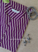 "Tamanna" Wine Lehirya Cotton kurta - Big Size
