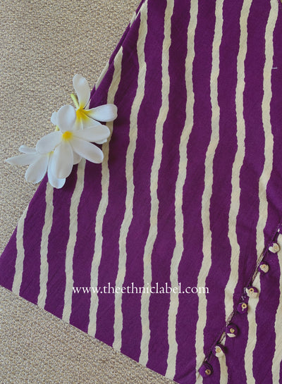 "Tamanna" Wine Lehirya Cotton kurta - Big Size