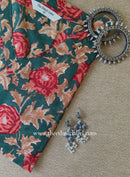 "Basant" Green Block Printed Cotton kurta - Big Size