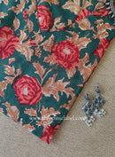 "Basant" Green Block Printed Cotton kurta - Big Size