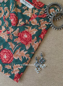 "Basant" Green Block Printed Cotton kurta - Big Size