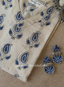 "Sona" Beige Block Printed Cotton kurta - Big Size