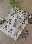 "Sona" Beige Block Printed Cotton kurta - Big Size
