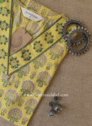 "Chinar" Hand Block Printed Yellow Cotton kurta
