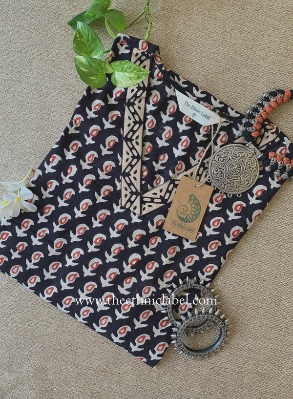 "Chhapai" Hand Block Printed Bagru Cotton kurta