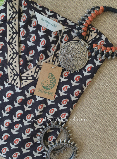 "Chhapai" Hand Block Printed Bagru Cotton kurta