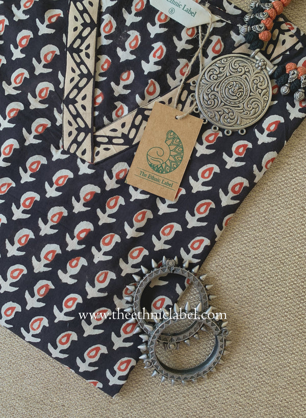"Chhapai" Hand Block Printed Bagru Cotton kurta