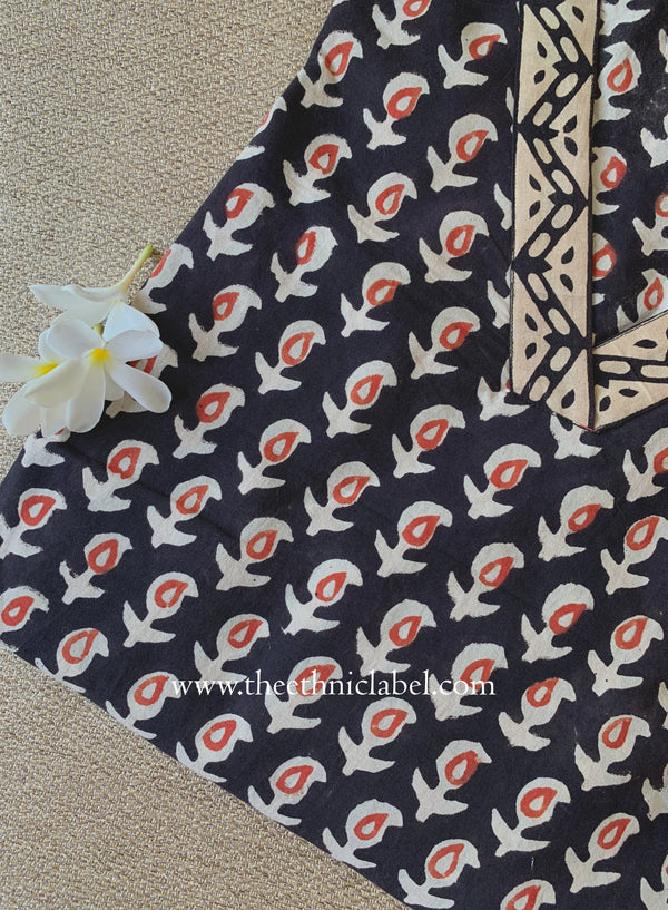 "Chhapai" Hand Block Printed Bagru Cotton kurta