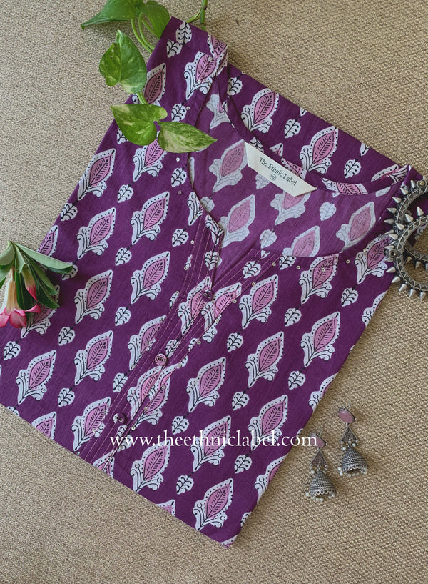 "Kali" Purple Cotton kurta - Big Size