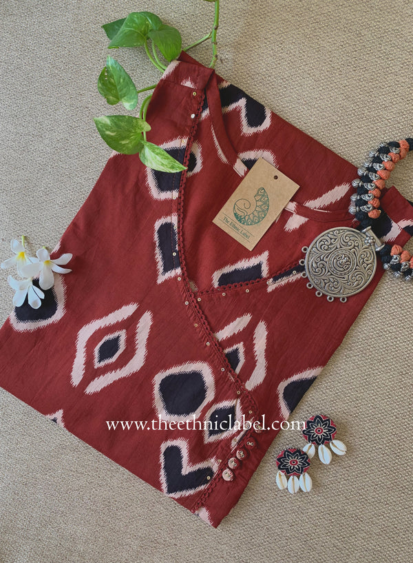 "Falak" Maroon Cotton kurta - Big Size