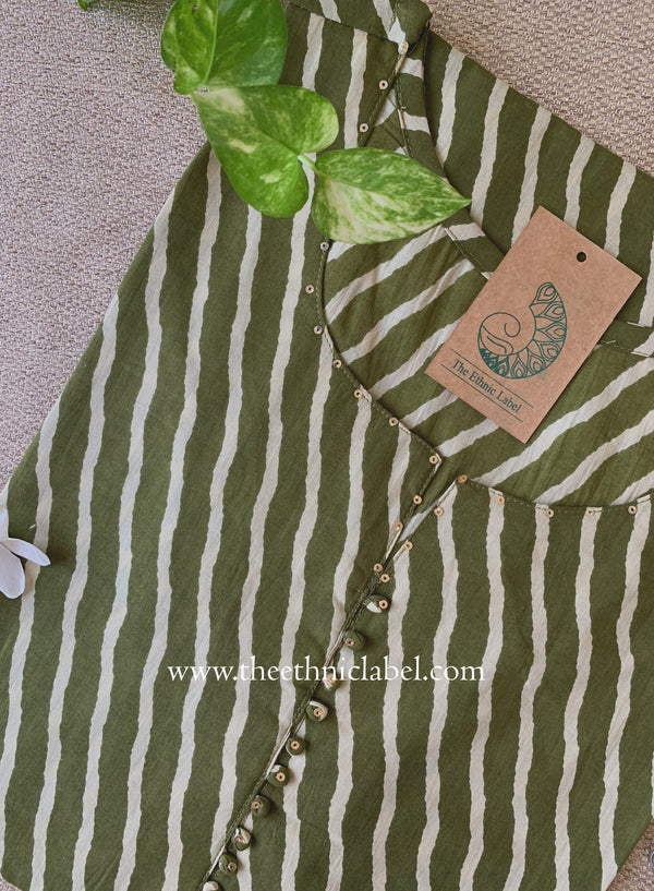 "Tamanna" Mehndi Lehirya Cotton kurta - Big Size