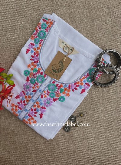 "Safar" Embroidered White Cotton kurta