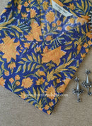 "Seema" Blue Block Printed Cotton kurta - Big Size