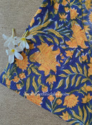 "Seema" Blue Block Printed Cotton kurta - Big Size