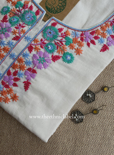 "Safar" Embroidered Cream Cotton kurta
