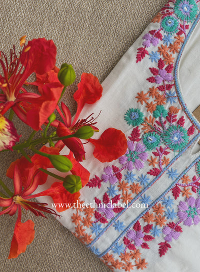 "Safar" Embroidered Cream Cotton kurta