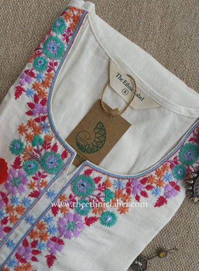 "Safar" Embroidered Cream Cotton kurta