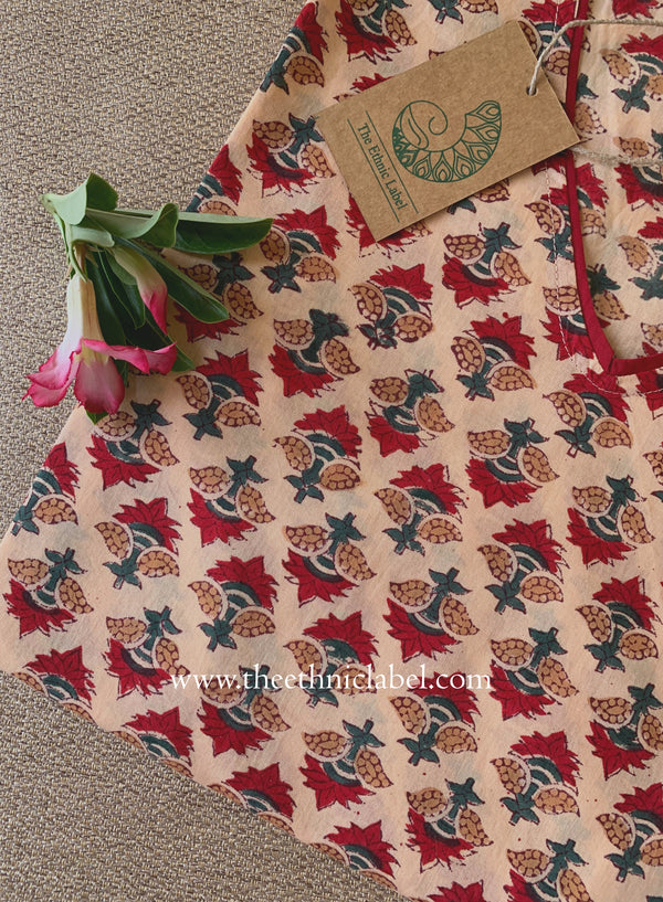 "Kaner" Hand Block Printed Beige Cotton kurta