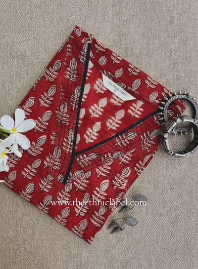 "Vriha" Hand Block Printed Bagru Maroon Cotton kurta