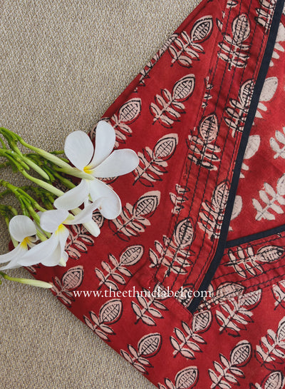 "Vriha" Hand Block Printed Bagru Maroon Cotton kurta