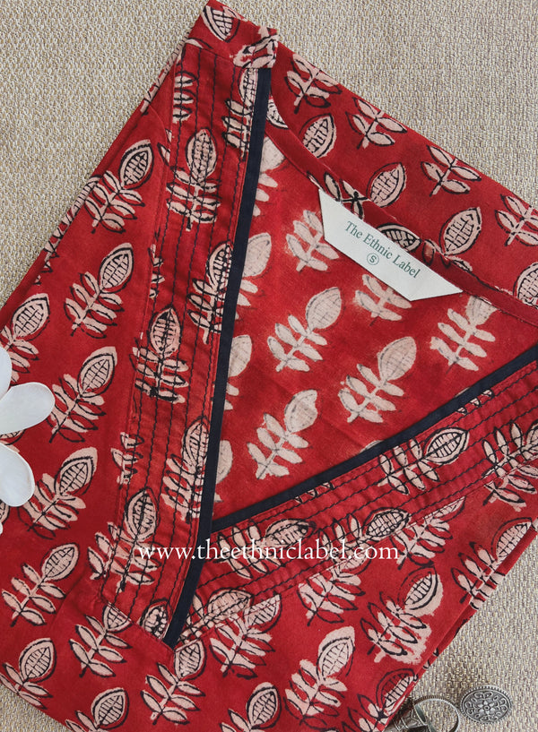 "Vriha" Hand Block Printed Bagru Maroon Cotton kurta