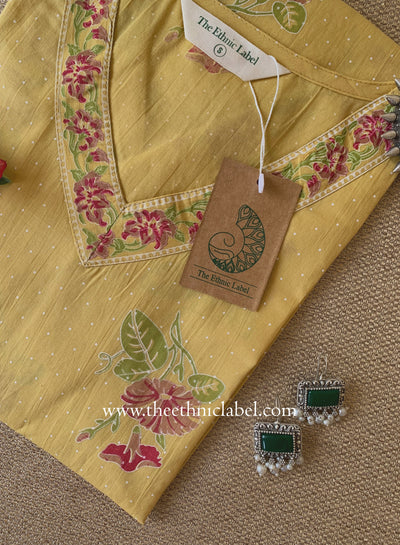 "Vinita" Printed Yellow Cotton kurta