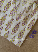 "Zareen" White Block Printed Cotton kurta - Big Size