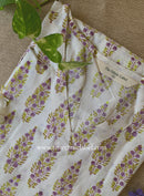 "Zareen" White Block Printed Cotton kurta - Big Size