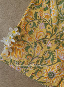 "Chamak" Yellow Block Printed Cotton kurta - Big Size
