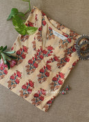"Alina" Beige Block Printed Cotton kurta - Big Size