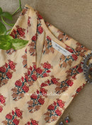 "Alina" Beige Block Printed Cotton kurta - Big Size