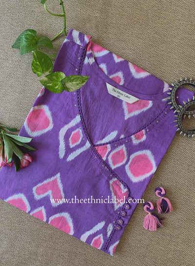 "Tarana" Purple Cotton kurta - Big Size