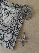 "Mehka" Black Block Printed Cotton kurta - Big Size