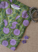 "Panna" Green Block Printed Cotton kurta - Big Size