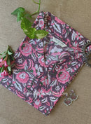 "Phool" Grey Block Printed Cotton kurta - Big Size