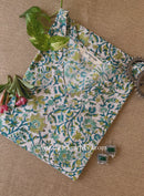 "Tripti" White Block Printed Cotton kurta - Big Size