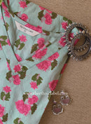 "Mahnoor" Green Block Printed Cotton kurta - Big Size