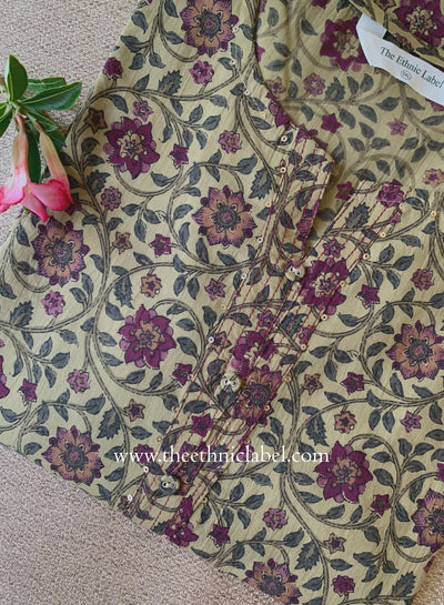 "Nigaar" Beige Cotton kurta - Big Size