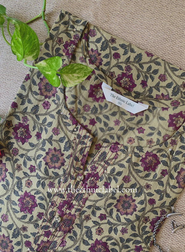 "Nigaar" Beige Cotton kurta - Big Size