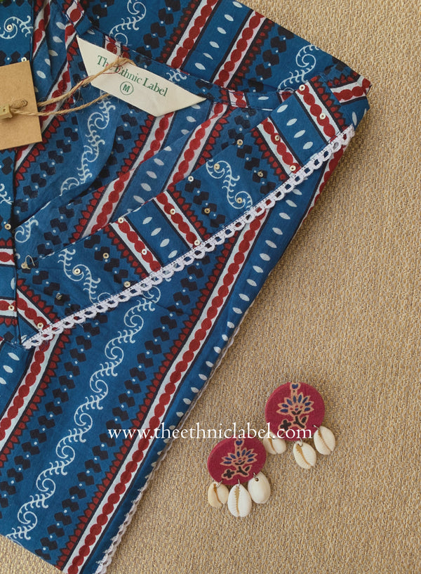 "Resham" Laced Cotton kurta