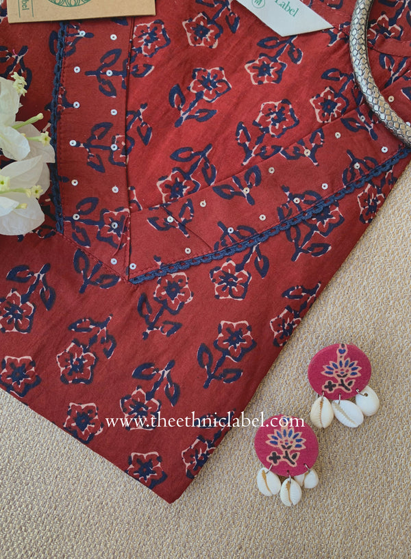 "Palak" Laced Cotton kurta